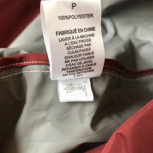 Stussy zip long coat men’s small maroon red jacket - Picture 5 of 10
